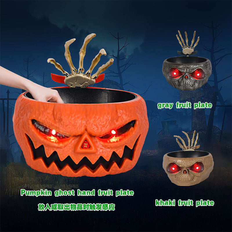 Trick-or-Treat Pumpkin Bowl with Moving Hand