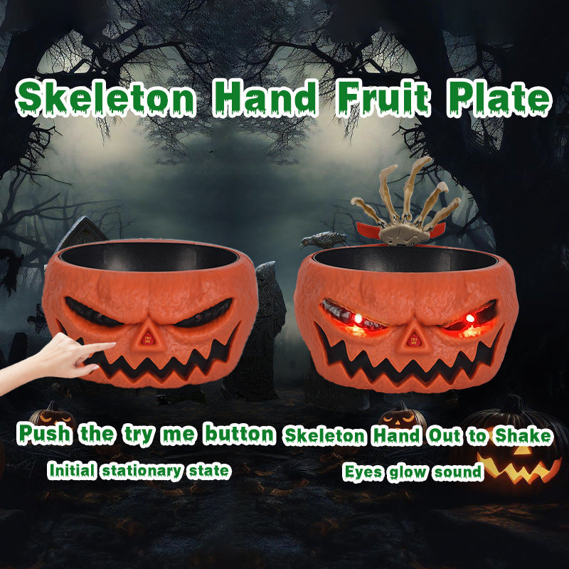 Trick-or-Treat Pumpkin Bowl with Moving Hand