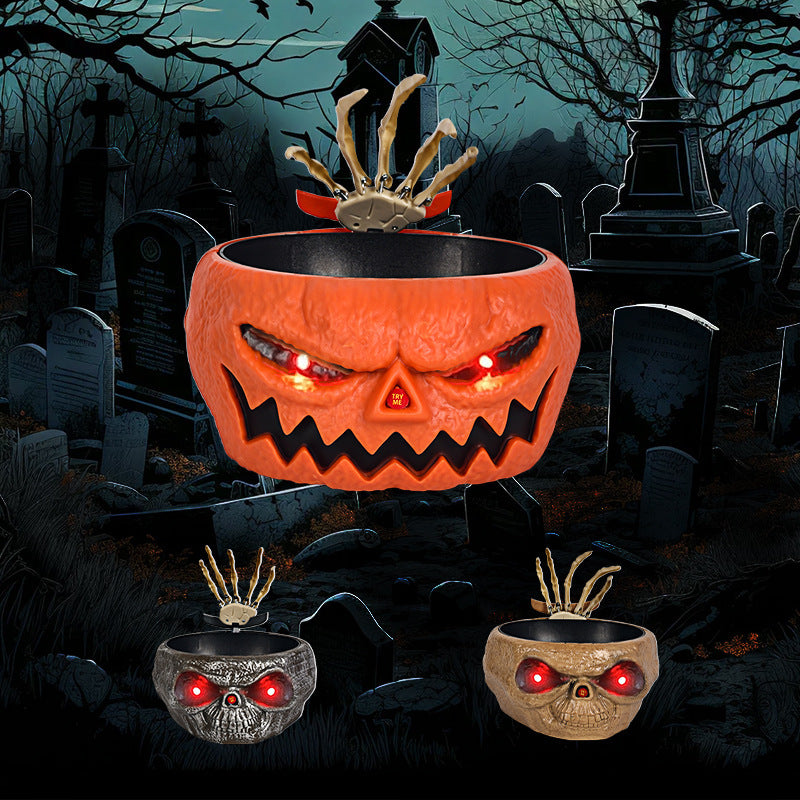 Trick-or-Treat Pumpkin Bowl with Moving Hand